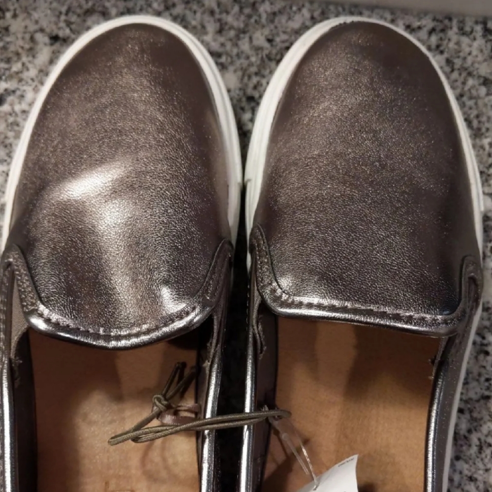 Gold loafers